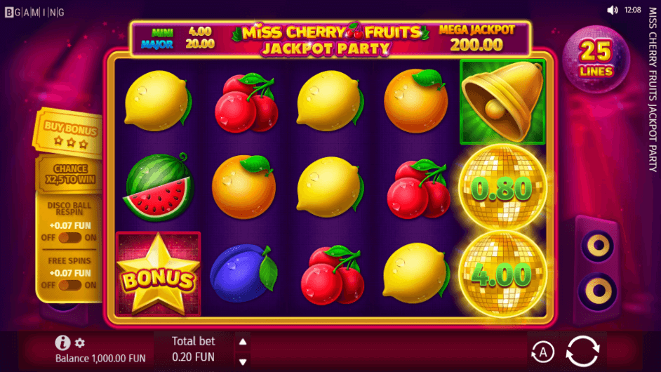 Miss Cherry Fruits Jackpot Party slot