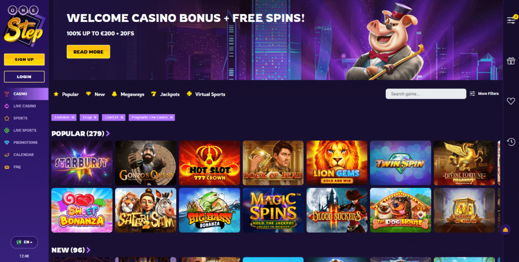 one step casino homepage